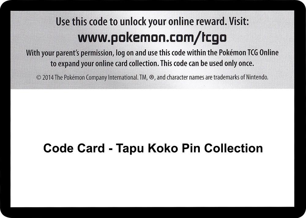 Code Card - Tapu Koko Pin Collection