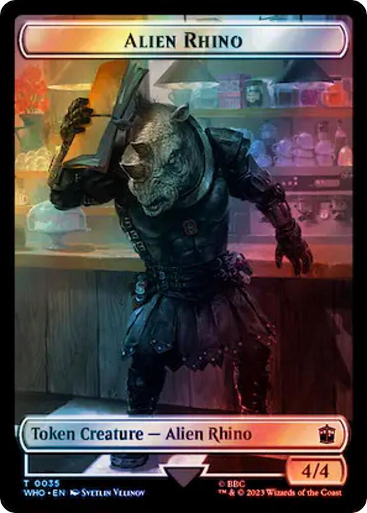 Alien Rhino // Clue (0055) Double-Sided Token (Surge Foil)
