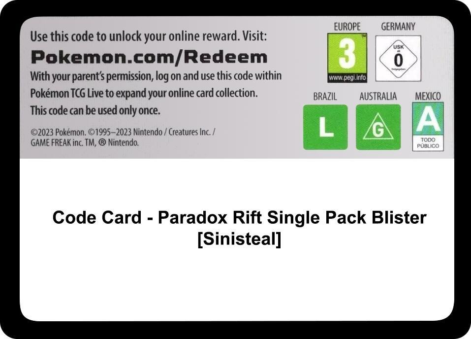 Code Card - Paradox Rift Single Pack Blister [Sinistea]