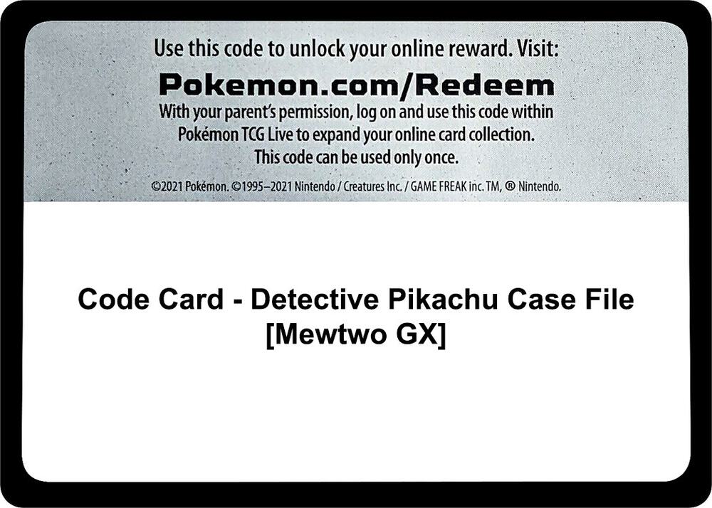 Code Card - Detective Pikachu Case File [Mewtwo GX]