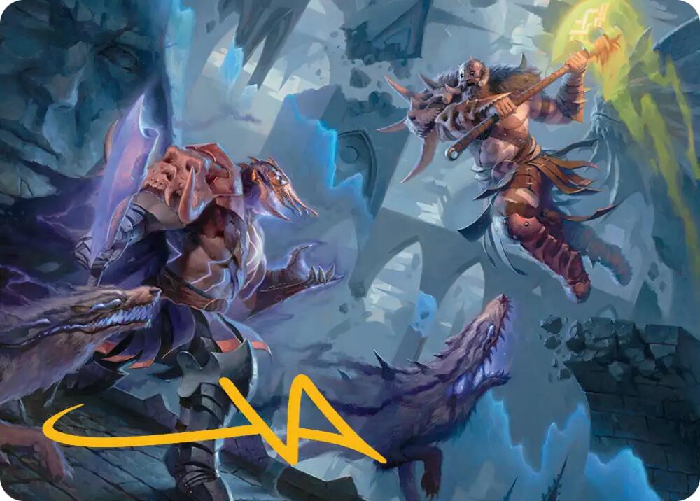 Garruk, Veiled Butcher // Garruk, Curse Breaker Art Card (Gold-Stamped Signature) [Art Series: Reality Fracture]