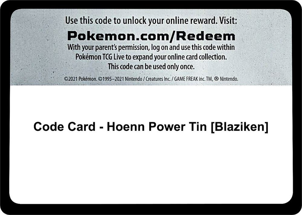Code Card - Hoenn Power Tin [Blaziken]