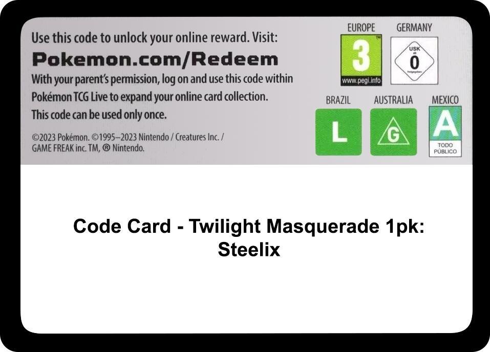 Code Card - Twilight Masquerade Single Pack Blister [Steelix]