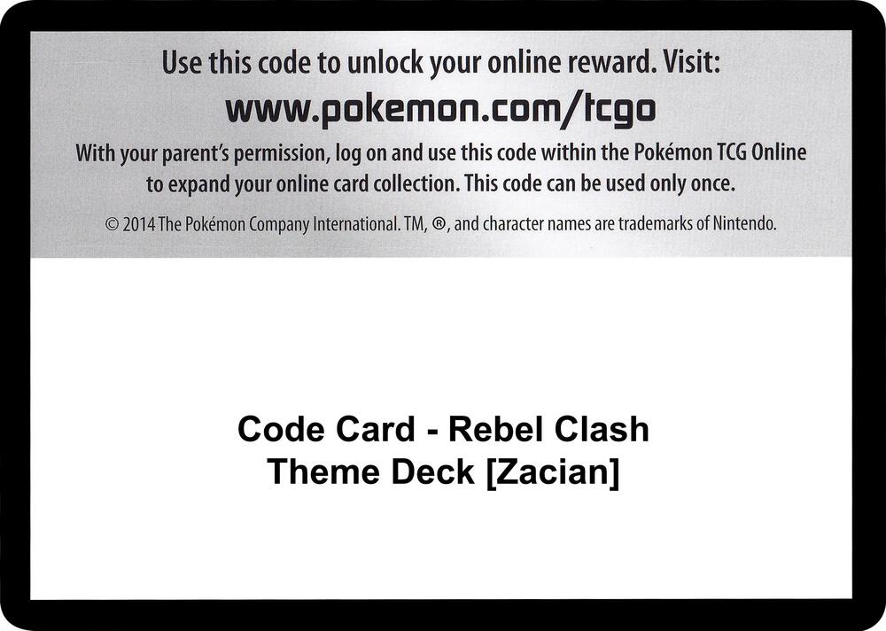 Code Card - Rebel Clash Theme Deck [Zacian]