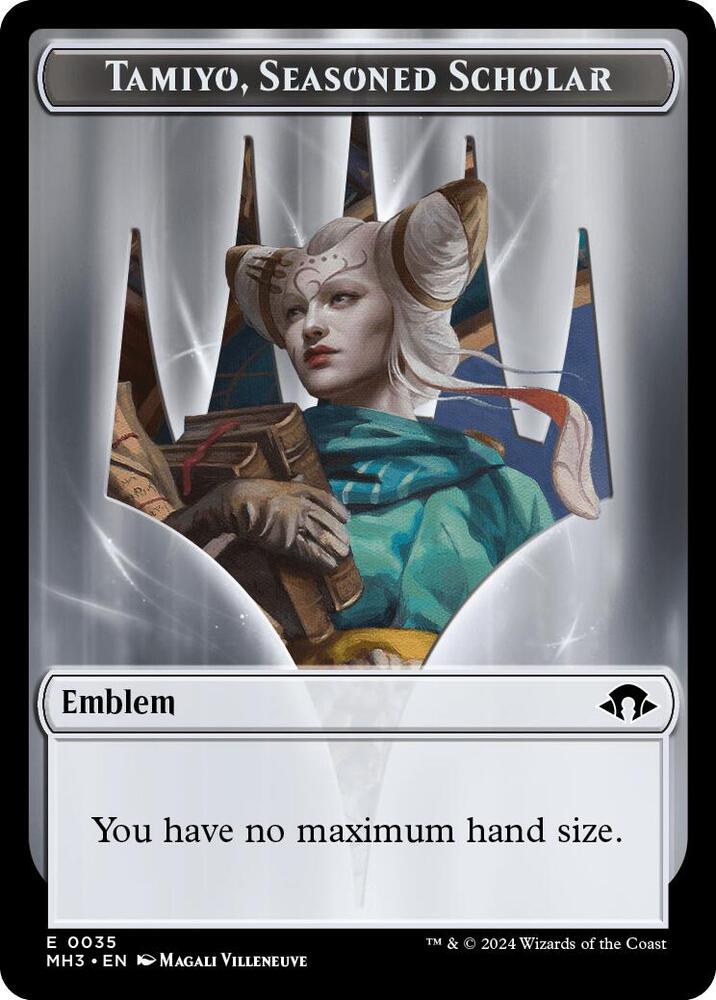 Emblem - Tamiyo, Seasoned Scholar // Energy Reserve Double-Sided Token